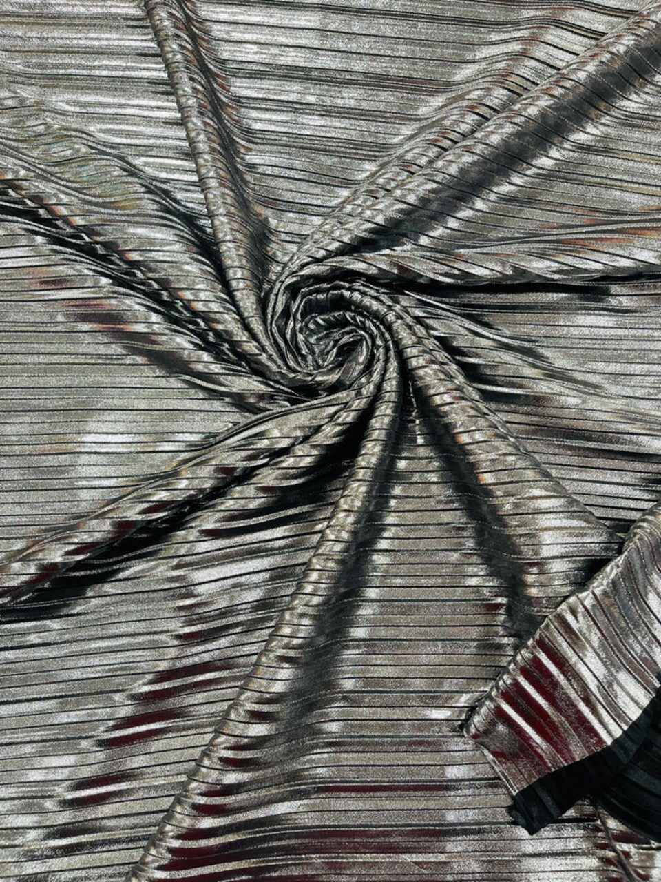 1 Yard Metallic Foil Accordion Pleated Polyester Fabric Lightweight Pleated Foil Sheer 58-60 inches width